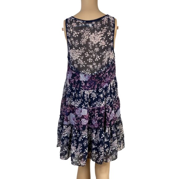 Urban Outfitters Kimchi Blue Tiered Trapeze Slip Sundress S Floral Swing Summer - Picture 9 of 10